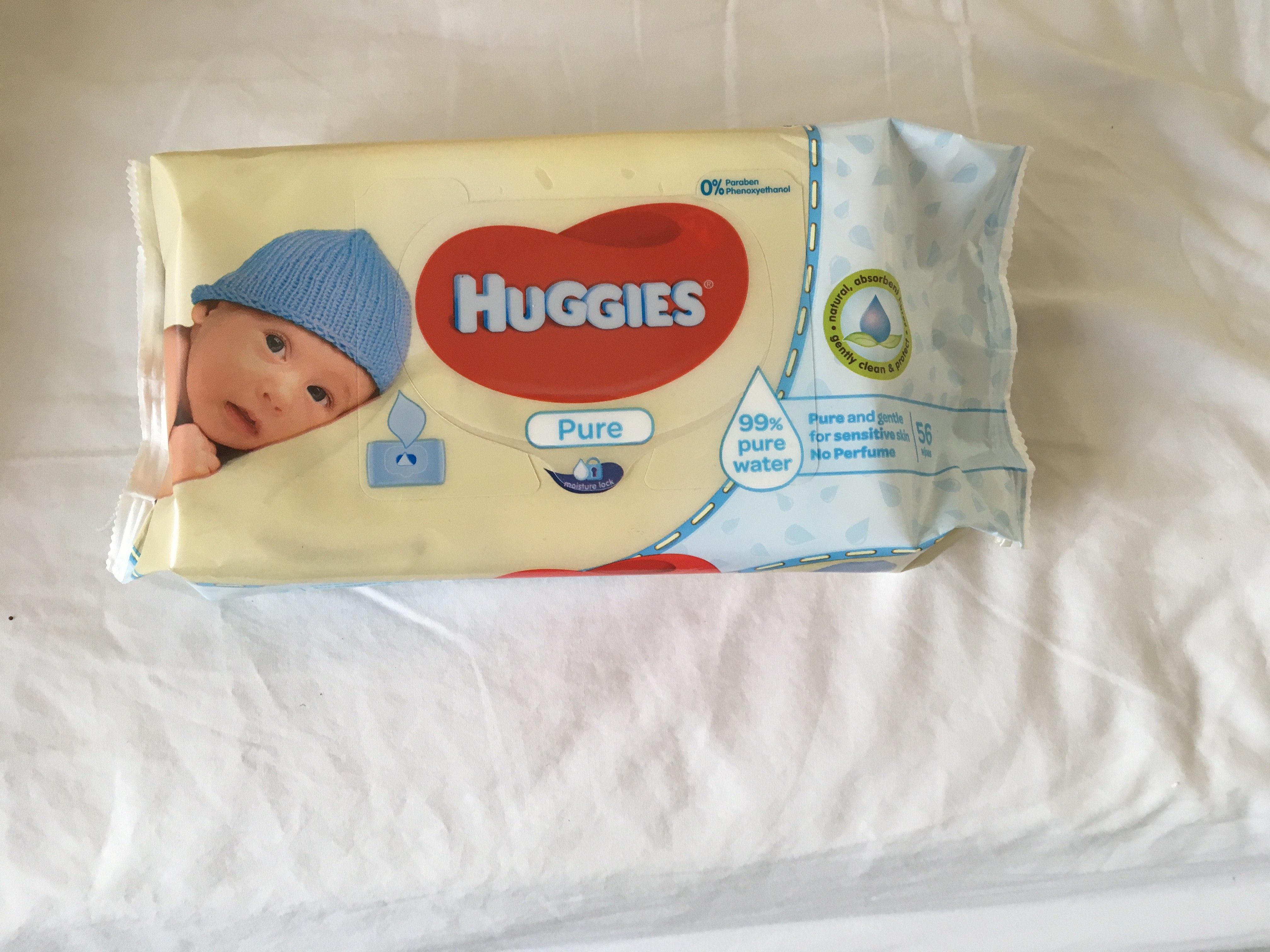 baby wipes on bed
