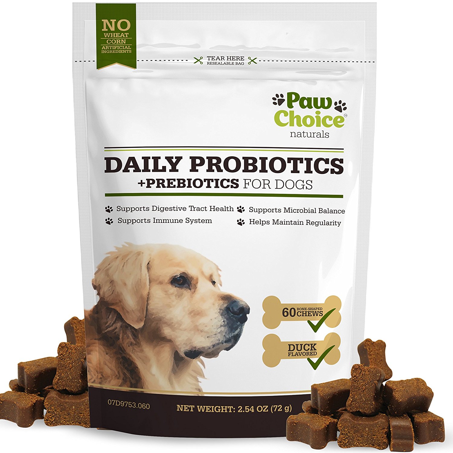 Paw Choice Probiotics for Dogs with Prebiotics